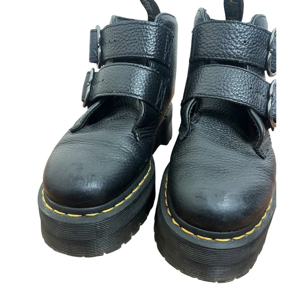 Dr. Martens Devon Heart Leather Platform Boots Black Milled Napa Grunge Size 8 - Picture 6 of 13